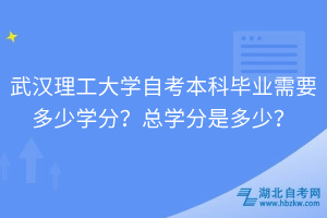 武汉理工大学自考本科毕业需要多少学分？总学分是多少？