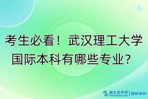 考生必看！武汉理工大学国际本科有哪些专业？