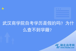 武汉商学院自考学历是假的吗？为什么查不到学籍？