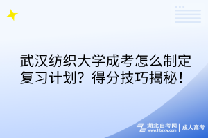 武汉纺织大学成考怎么制定复习计划？得分技巧揭秘！