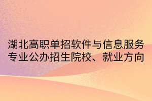 湖北高职单招软件与信息服务专业公办招生院校、就业方向