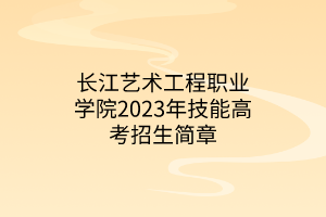 长江艺术工程职业学院2023年技能高考招生简章