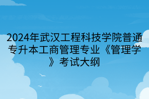 2024年武汉工程科技学院普通专升本工商管理专业《管理学》考试大纲