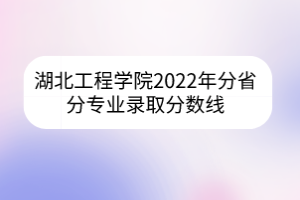 湖北工程学院2022年分省分专业录取分数线