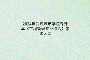 2024年武汉城市学院专升本《工程管理专业综合》考试大纲