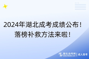 2024年湖北成考成绩公布！落榜补救方法来啦！