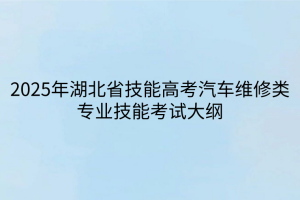 2025年湖北省技能高考汽车维修类专业技能考试大纲