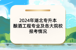 2024年湖北专升本酿酒工程专业及各大院校报考情况