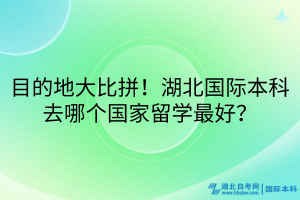 目的地大比拼！湖北国际本科去哪个国家留学最好？