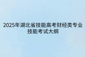 2025年湖北省技能高考财经类专业技能考试大纲