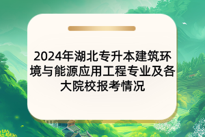 2024年湖北专升本建筑环境与能源应用工程专业及各大院校报考情况