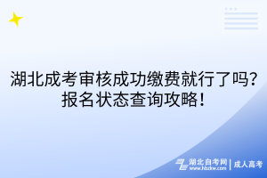 湖北成考审核成功缴费就行了吗？报名状态查询攻略！