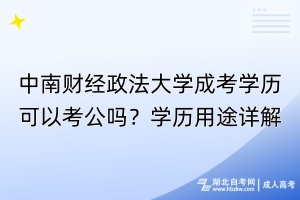 中南财经政法大学成考学历可以考公吗？学历用途详解