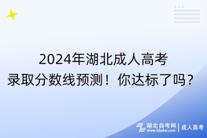 2024年湖北成人高考录取分数线预测！你达标了吗？