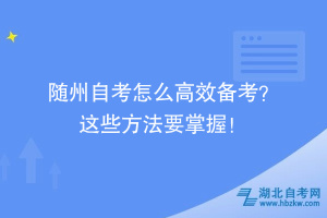 随州自考怎么高效备考？ 这些方法要掌握！ ​