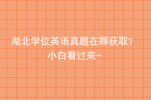 湖北学位英语真题在哪获取？小白看过来~