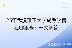 25年武汉理工大学成考学籍在哪里查？一文解答