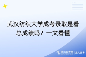 武汉纺织大学成考录取是看总成绩吗？一文看懂