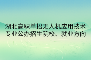 湖北高职单招无人机应用技术专业公办招生院校、就业方向