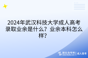 2024年武汉科技大学成人高考录取业余是什么？业余本科怎么样？