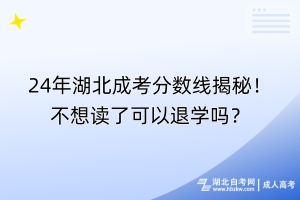 24年湖北成考分数线揭秘！不想读了可以退学吗？