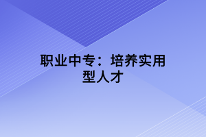 职业中专：培养实用型人才