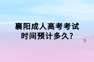 襄阳成人高考考试时间预计多久_