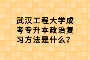 武汉工程大学成考专升本政治复习方法是什么？