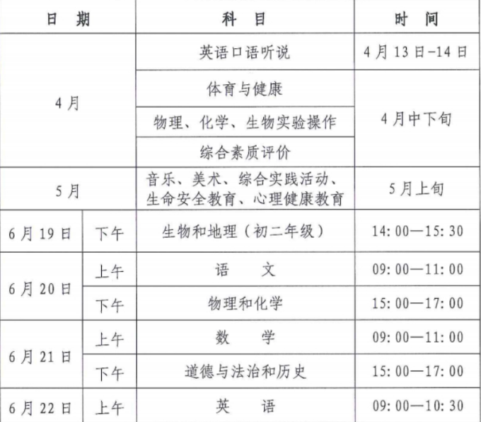 湖北荆门中考时间