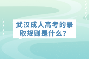 武汉成人高考的录取规则是什么？