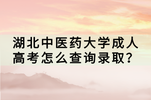 湖北中医药大学成人高考怎么查询录取？