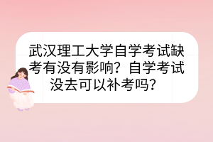 武汉理工大学自学考试缺考有没有影响？自学考试没去可以补考吗？