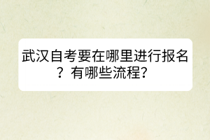 武汉自考要在哪里进行报名？有哪些流程？