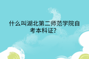 什么叫湖北第二师范学院自考本科证？