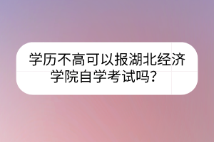 学历不高可以报湖北经济学院自学考试吗？