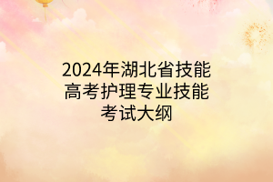 2024年湖北省技能高考护理专业技能考试大纲