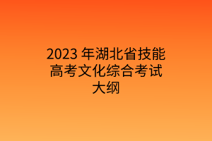 2023 年湖北省技能高考文化综合考试大纲