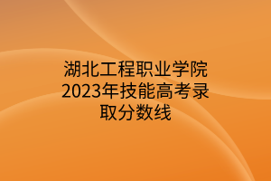 湖北工程职业学院2023年技能高考录取分数线