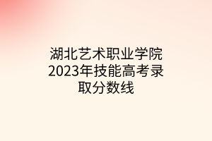 湖北艺术职业学院2023年技能高考录取分数线