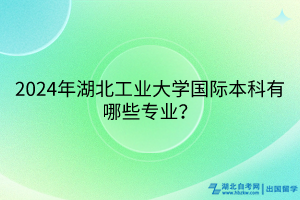 2024年湖北工业大学国际本科有哪些专业？