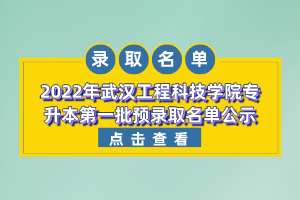 2022年武汉工程科技学院专升本第一批预录取名单公示