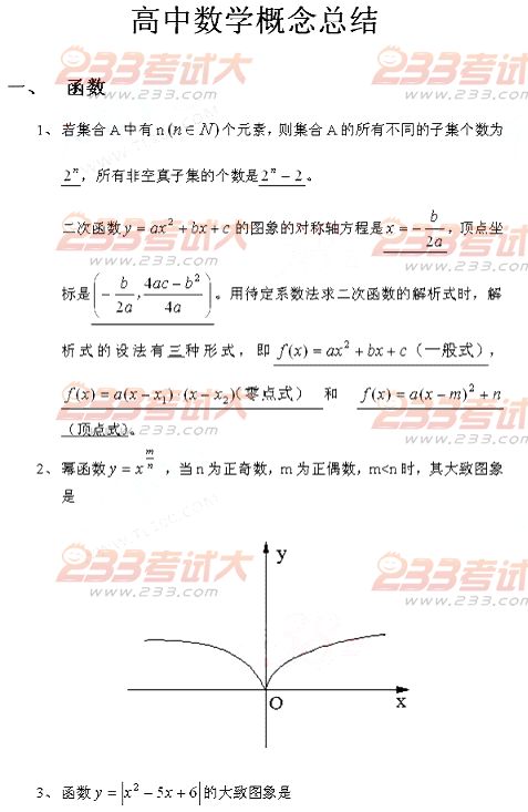 2013年高考辅导：高中数学概念、公式大全