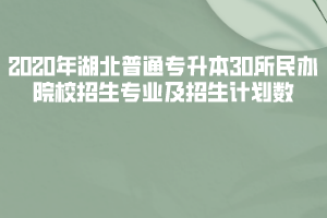 2020年湖北普通专升本30所民办院校招生专业及招生计划数