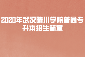 2020年武汉晴川学院普通专升本招生简章