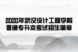 2020年武汉设计工程学院普通专升本考试招生简章