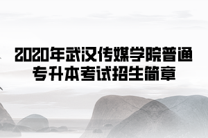 2020年武汉传媒学院普通专升本考试招生简章