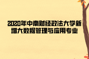 2020年中南财经政法大学新增大数据管理与应用专业