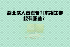 湖北成人高考专升本招生学校有哪些