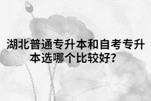 湖北普通专升本和自考专升本选哪个比较好？