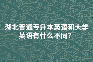 湖北普通专升本英语和大学英语有什么不同？